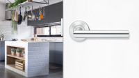 Handle E300D satin stainless steel - bathroom with clip-on rosettes