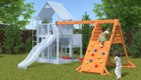 planeo play tower Addition - double swing set with climbing wall