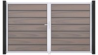 planeo Gardence Premium BPC door - DIN left 2-leaf Bi-Color co-ex with silver aluminium frame