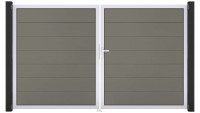 planeo Gardence Grande BPC door - DIN right 2-leaf grey with silver aluminium frame