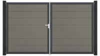 planeo Gardence Grande BPC door - DIN left 2-leaf grey with anthracite aluminium frame
