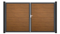 planeo Gardence PVC door - DIN right 2-leaf Golden Oak with anthracite aluminium frame