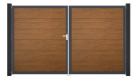 planeo Gardence PVC door - DIN left 2-leaf Golden Oak with anthracite aluminium frame