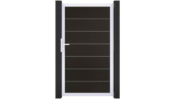 planeo Solid Grande - Premium universal door black co-ex with silver aluminium frame 180x150x4cm