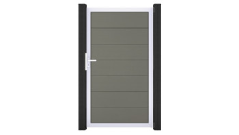planeo Solid Grande - universal door grey with silver aluminium frame H 1800 x W 1500 mm