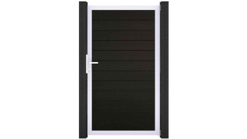 planeo Solid - garden fence universal gate black co-ex with silver aluminium frame 150x180x4cm