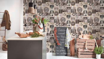 Paper-backing wallpaper Il Decoro A.S. Création Modern Coffee Brown Cream Black 803