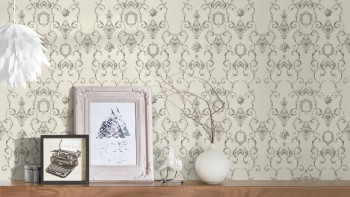Vinyl wallpaper grey country house retro baroque ornaments flowers & nature château 5 923
