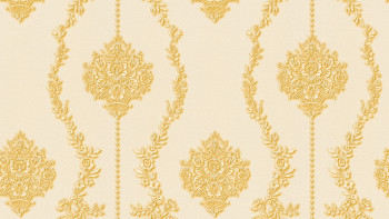 vinyl wallpaper yellow retro country house baroque flowers & nature ornaments château 5 934