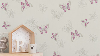 Vinyl wallpaper purple modern flowers & nature Happy Spring 651