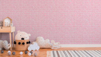 Vinyl wallpaper Best of Wood`n Stone 2nd Edition A.S. Création Modern Stone Wall Pink White 812
