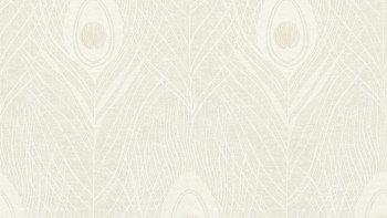 Absolutely Chic Architects Paper Retro Peacock Feathers Metallic Grey Beige 711 Vinyl Wallpaper