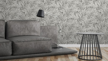 Vinyl wallpaper grey modern classic flowers & nature Greenery 352