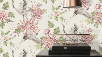 Vinyl wallpaper pink modern retro flowers & nature pictures Asian Fusion 642