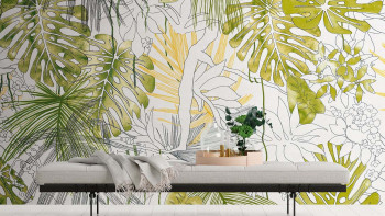 Vinyl Wallpaper The Wall Flowers & Nature Vintage Green 321
