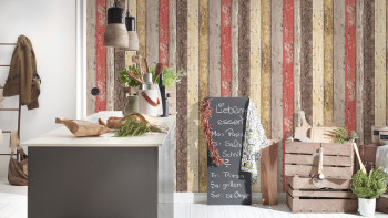 Vinyl wallpaper Best of Wood`n Stone 2nd Edition A.S. Création country style wood wall beige brown red 127