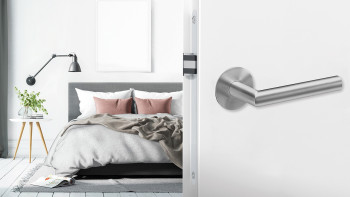 Lever handle E900 satin stainless steel - multicoloured bezel with magnetic rose