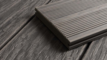 planeo WPC decking plank 4m - solid plank grey - grooved/textured