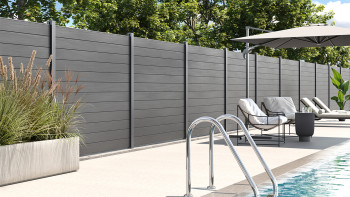 planeo Gardence WPC fence - Shady Grey co-ex incl. design insert of your choice 180 x 180 cm
