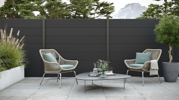 planeo Gardence WPC fence XL - Anthracite incl. design insert of your choice 180 x 180 cm