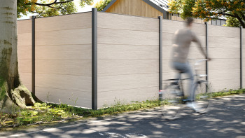 planeo Gardence PVC plug-in fence - Cream Oak incl. design insert of your choice 180 x 180 cm