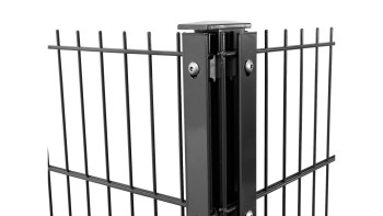Corner post type F anthracite for double bar fence - fence height 1230 mm