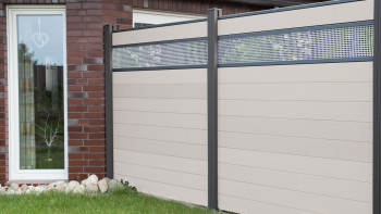 planeo Solid - garden fence design panel Alu30 BiColor white