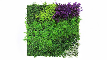 planeo acoustic panel - MixWall Leaf Mood Violet Mixed Flora 52 x 52 cm | artificial plant (PLMW-61111)