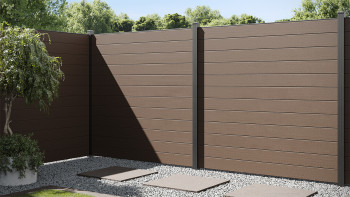 planeo Gardence WPC fence - Mocca Brown incl. design insert of your choice 180 x 180 cm