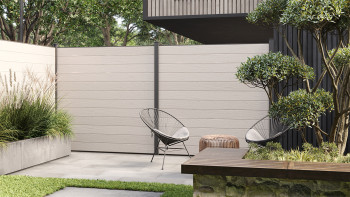 planeo Gardence WPC fence - Desert Sand incl. design insert of your choice 180 x 180 cm