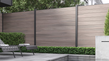 planeo Gardence WPC fence - Desert co-ex incl. design insert of your choice 180 x 180 cm