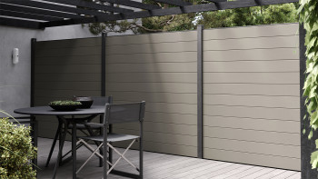planeo Gardence WPC fence - Grey incl. design insert of your choice 180 x 180 cm