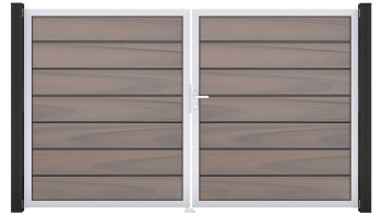 planeo Gardence Premium BPC door - DIN right 2-leaf Bi-Color co-ex with silver aluminium frame