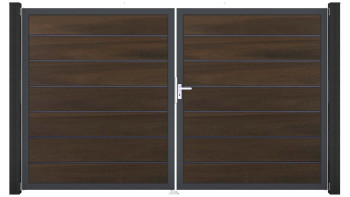 planeo Gardence Premium BPC door - DIN right 2-leaf walnut co-ex with anthracite aluminium frame