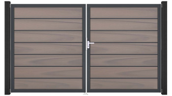 planeo Gardence Premium BPC door - DIN right 2-leaf Bi-Color co-ex with anthracite aluminium frame