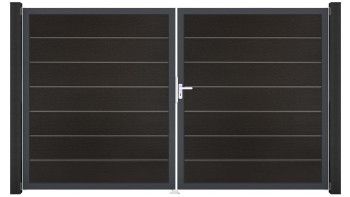 planeo Gardence Premium BPC door - DIN right 2-leaf black co-ex with anthracite aluminium frame