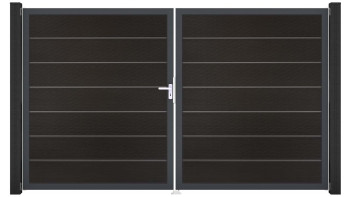 planeo Gardence Premium BPC door - DIN Left 2-leaf Black co-ex with anthracite aluminium frame