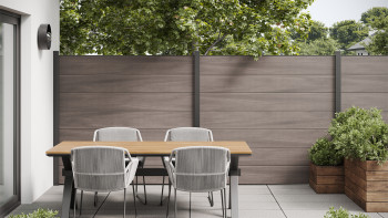 planeo Gardence WPC fence XL - Desert co-ex incl. design insert of your choice 180 x 180 cm