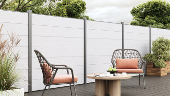 planeo Gardence WPC fence XL - Desert Sand incl. design insert of your choice 180 x 180 cm