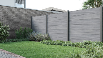 planeo Gardence WPC fence XL - Shady Grey co-ex incl. design insert of your choice 180 x 180 cm