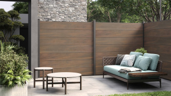 planeo Solid Grande - garden fence standard walnut co-ex