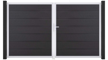 planeo Gardence Grande BPC door - DIN right 2-leaf anthracite grey with silver aluminium frame