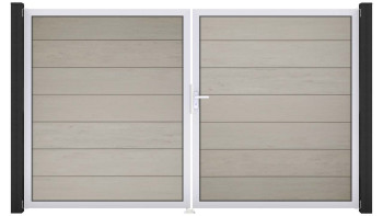 planeo Gardence Grande BPC door - DIN right 2-leaf bi-colour sand with silver aluminium frame
