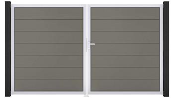 planeo Gardence Grande BPC door - DIN right 2-leaf grey with silver aluminium frame