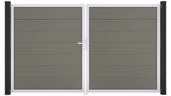 planeo Gardence Grande BPC door - DIN left 2-leaf grey with silver aluminium frame