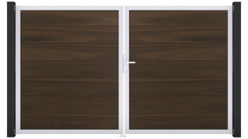 planeo Gardence Grande BPC door - DIN right 2-leaf walnut co-ex with silver aluminium frame