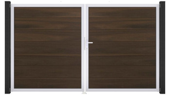 planeo Gardence Grande BPC door - DIN right 2-leaf walnut co-ex with silver aluminium frame