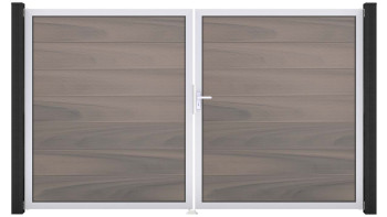 planeo Gardence Grande BPC door - DIN right 2-leaf Bi-Color co-ex with silver aluminium frame