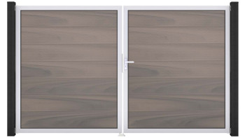 planeo Gardence Grande BPC door - DIN right 2-leaf Bi-Color co-ex with silver aluminium frame