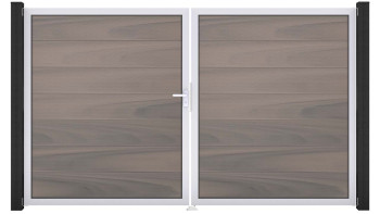 planeo Gardence Grande BPC door - DIN left 2-leaf Bi-Color co-ex with silver aluminium frame